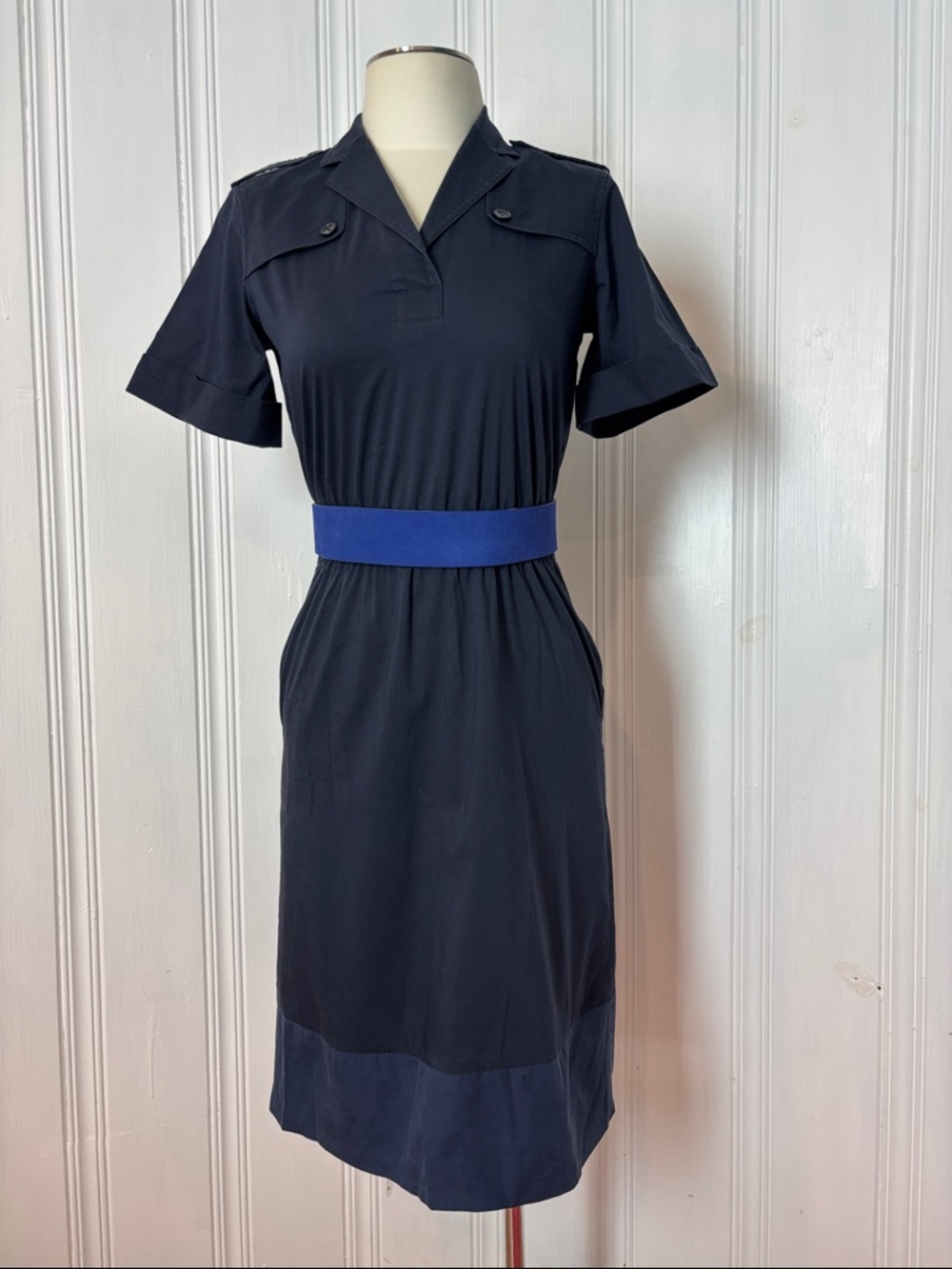 NWOT BROOKS BROTHERS Navy Utility Safari Shirt Dress - Size Petite 0P